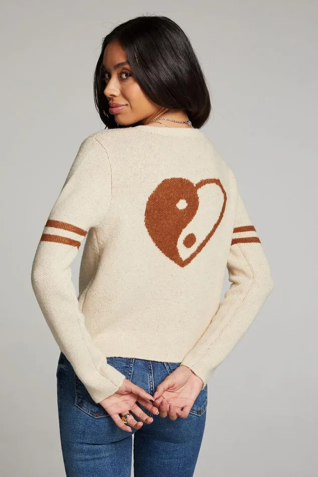 Womens Tops Chaser Brand Yin Yang Heart Cardigan