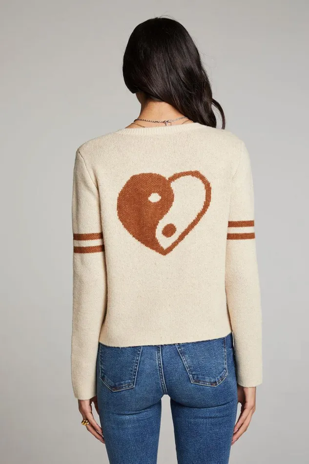Womens Tops Chaser Brand Yin Yang Heart Cardigan