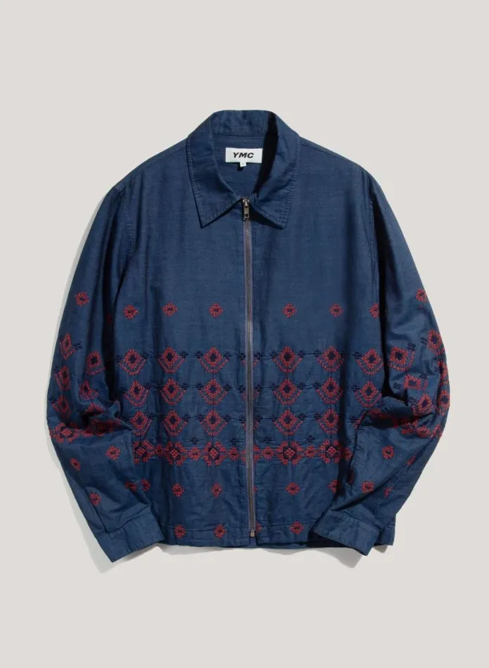 YMC Bowie Embroidered Denim Jacket Indigo Mens Outerwear