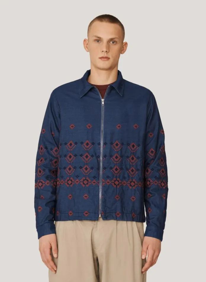 YMC Bowie Embroidered Denim Jacket Indigo Mens Outerwear