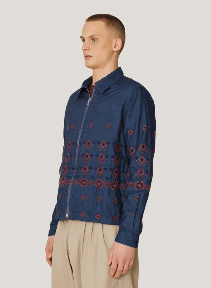 YMC Bowie Embroidered Denim Jacket Indigo Mens Outerwear