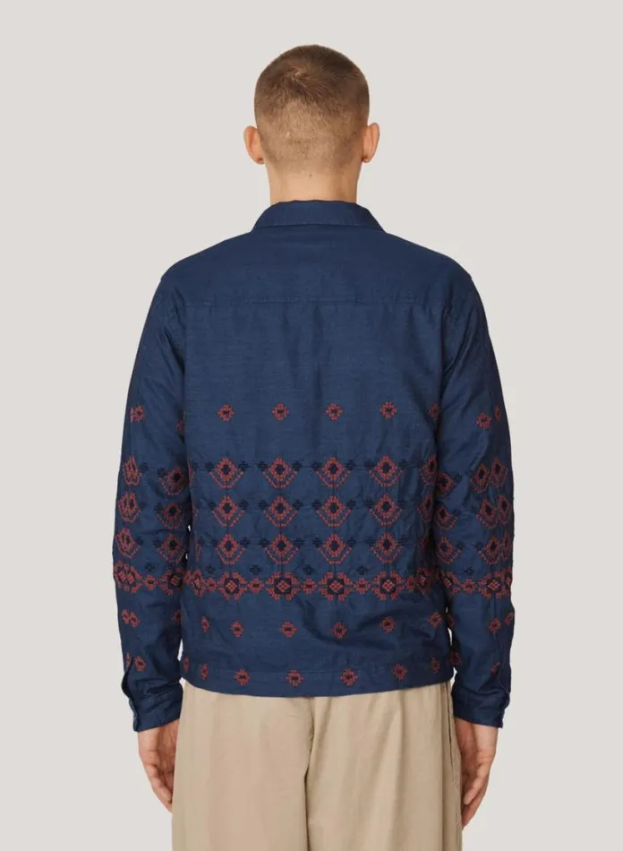 YMC Bowie Embroidered Denim Jacket Indigo Mens Outerwear