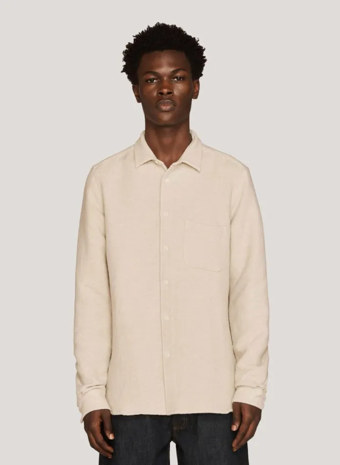 YMC Curtis Brushed Shirt Ecru Mens Shirts