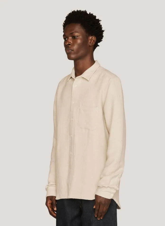 YMC Curtis Brushed Shirt Ecru Mens Shirts