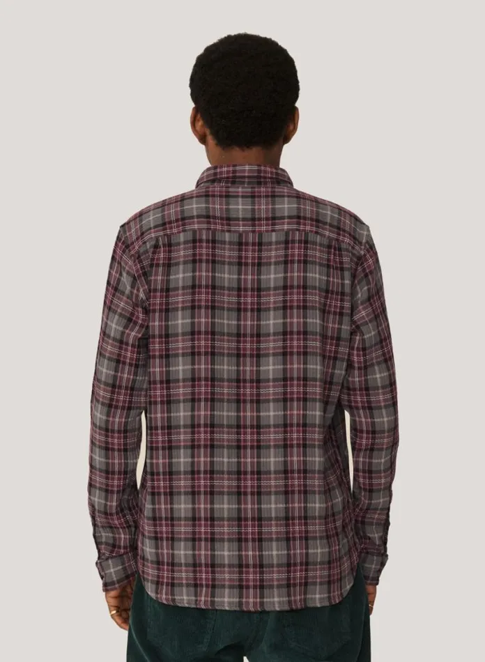YMC Curtis Check Shirt Burgundy Multi Mens Shirts