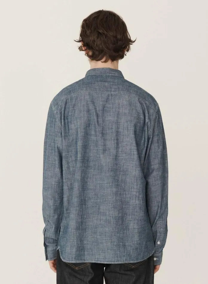 YMC Earth Curtis Chambray Shirt Light Indigo Mens Earth