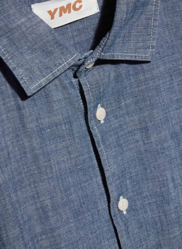 YMC Earth Curtis Chambray Shirt Light Indigo Mens Earth