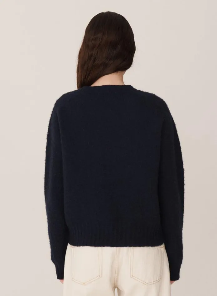 YMC Earth Jets Crew Neck Knit Navy Womens Earth