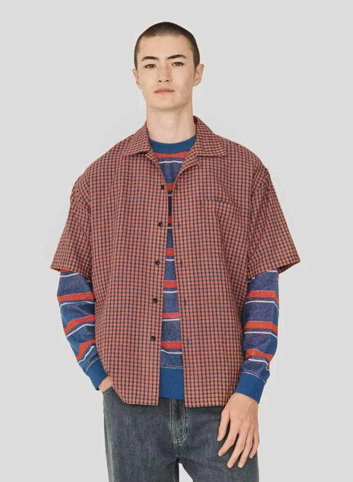 YMC Idris Shirt Red Multi Mens Shirts