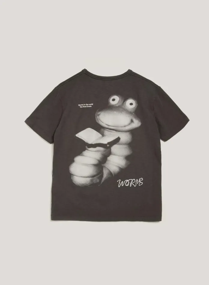 YMC Worms Glow TShirt Dark Olive Womens TShirts
