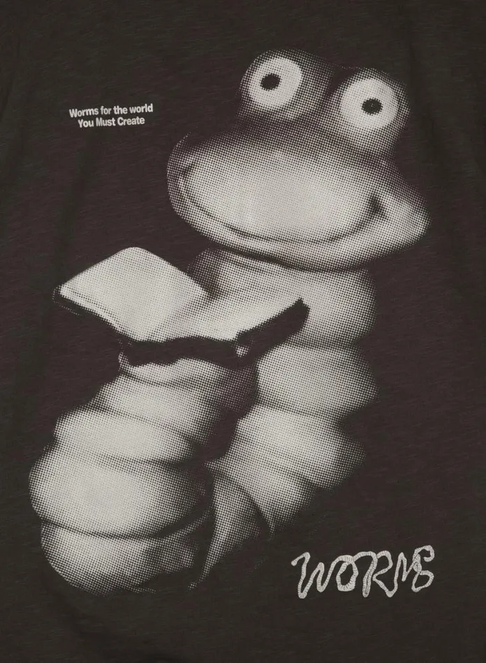 YMC Worms Glow TShirt Dark Olive Womens TShirts