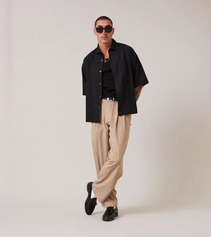 Zanerobe Pants Men Herringbone Flow Pant Beige