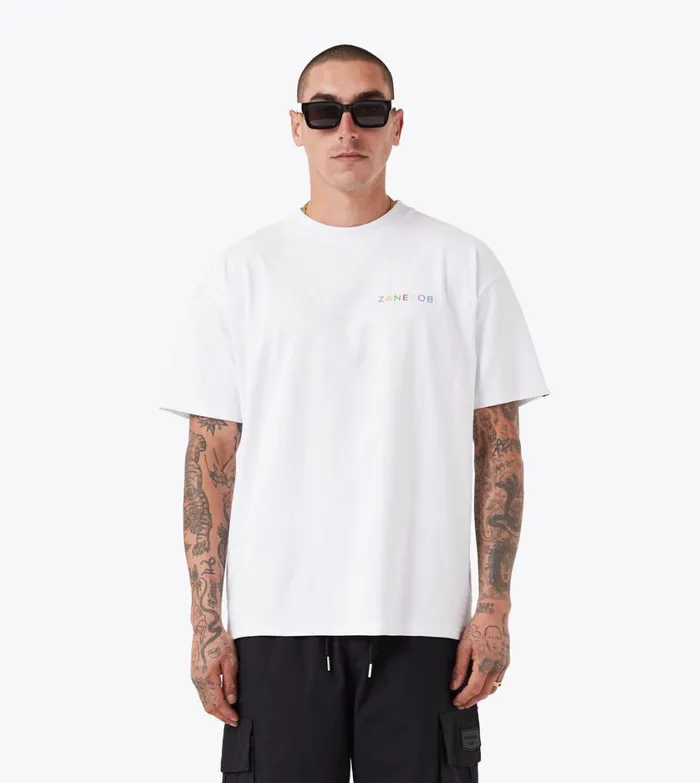 Zanerobe Tees and Tanks Men Rainbow Box Tee White