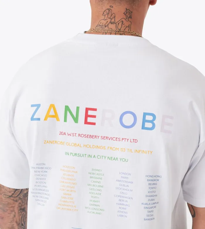 Zanerobe Tees and Tanks Men Rainbow Box Tee White