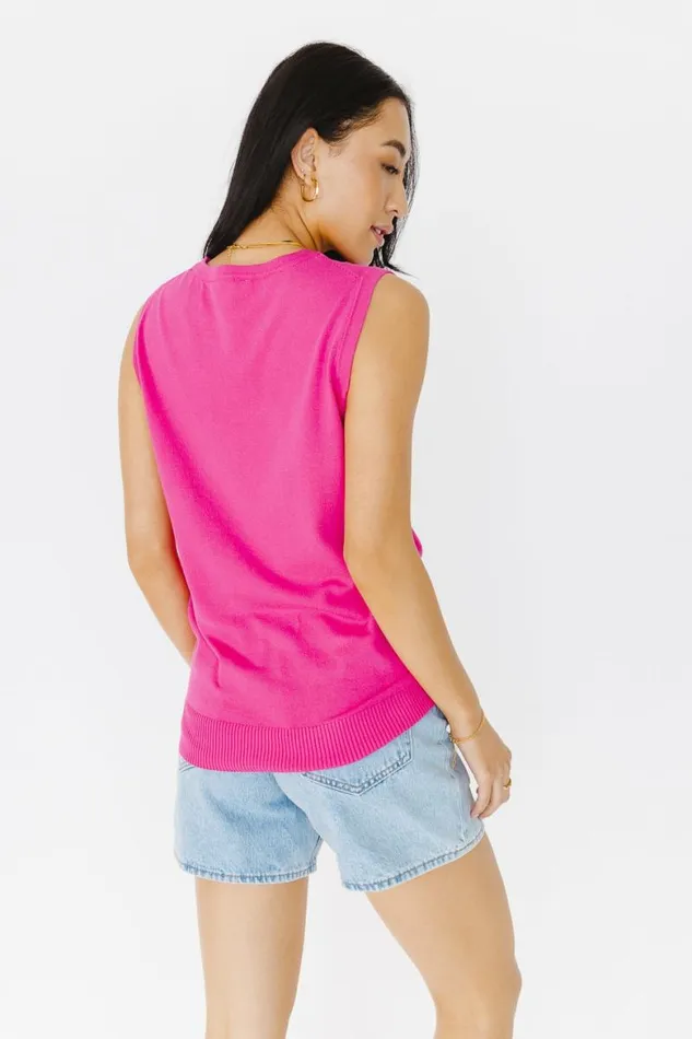 Zayden Sweater Vest In Pink 8211 FINAL SALE Pink Women Bohme Tops