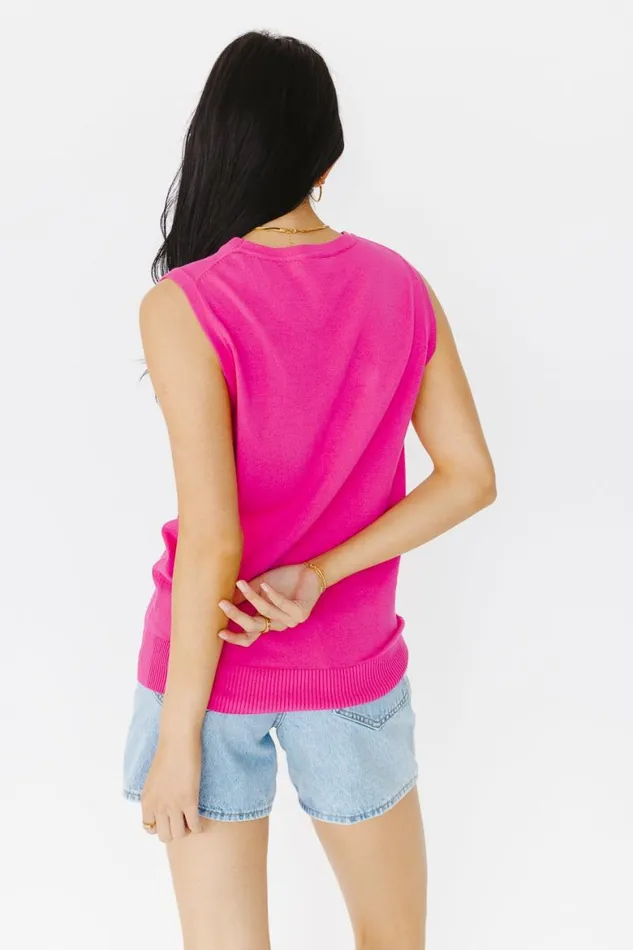 Zayden Sweater Vest In Pink 8211 FINAL SALE Pink Women Bohme Tops
